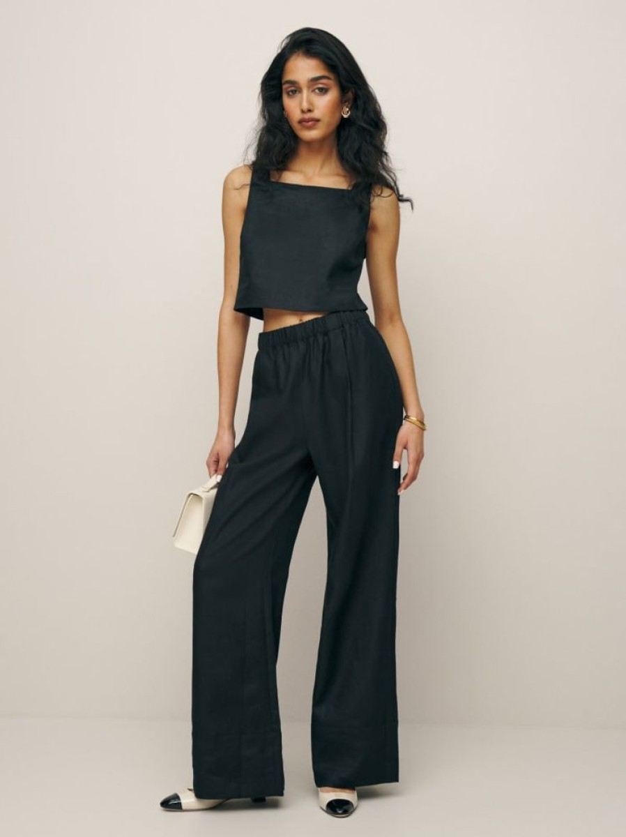 Reformation Petites Fernando Wide Leg Linen Pant Clearance