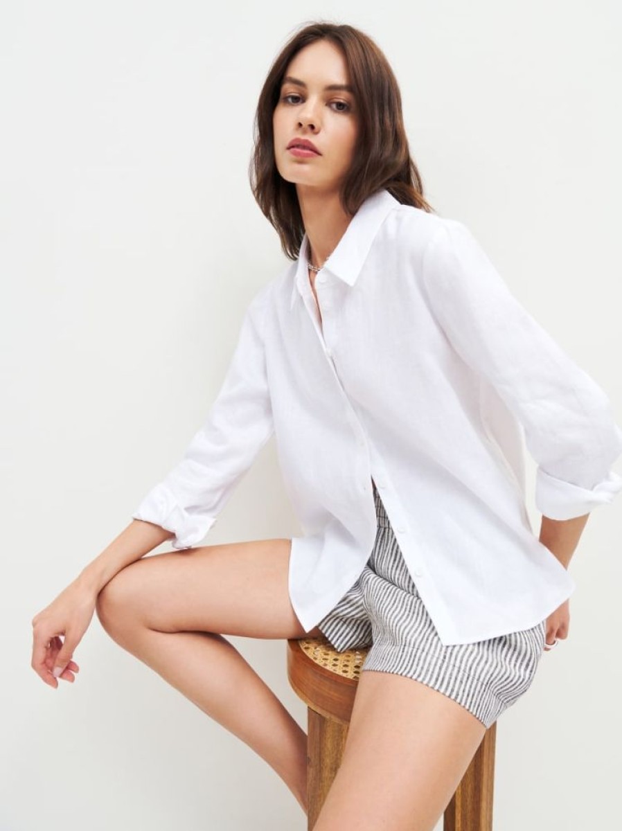 Reformation Sky Relaxed Linen Top Clearance