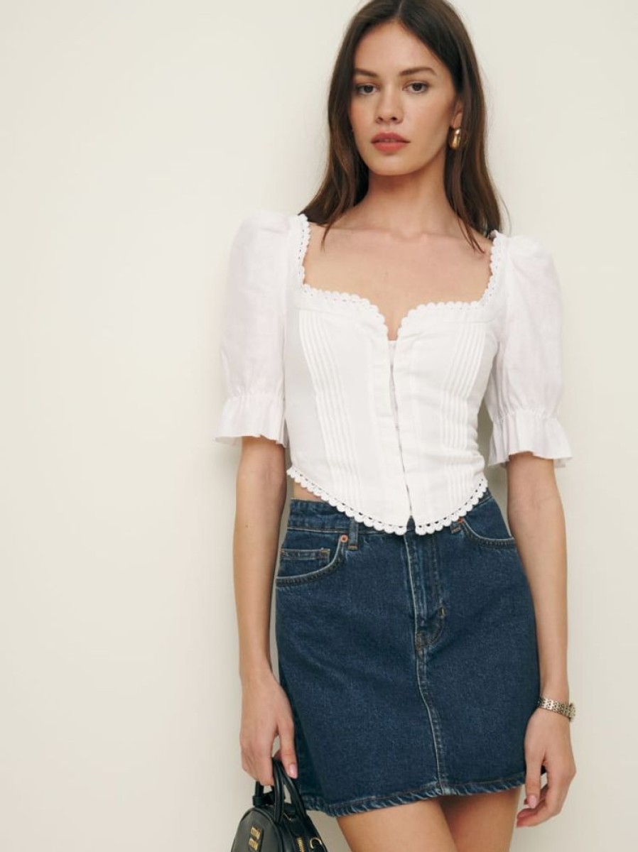 Reformation Simmie Linen Top New