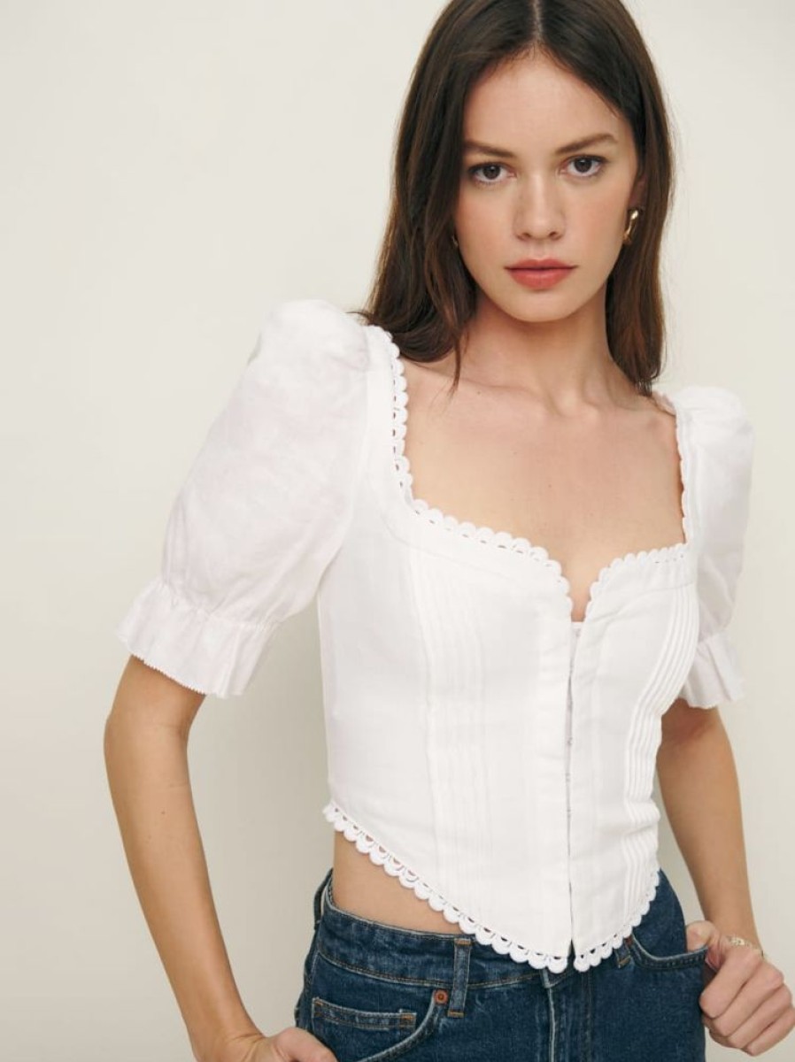 Reformation Simmie Linen Top New