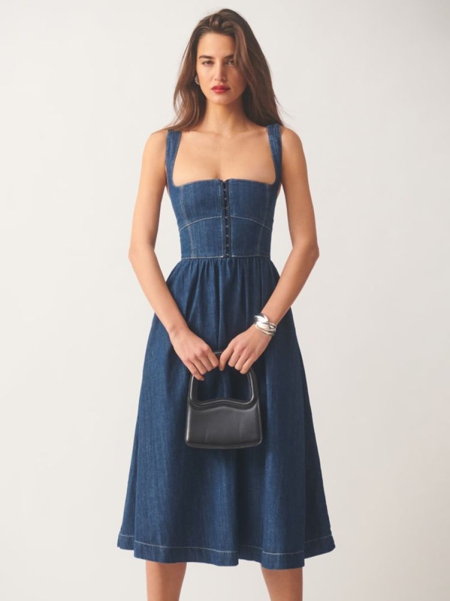 Reformation Tagliatelle Denim Midi Dress Online