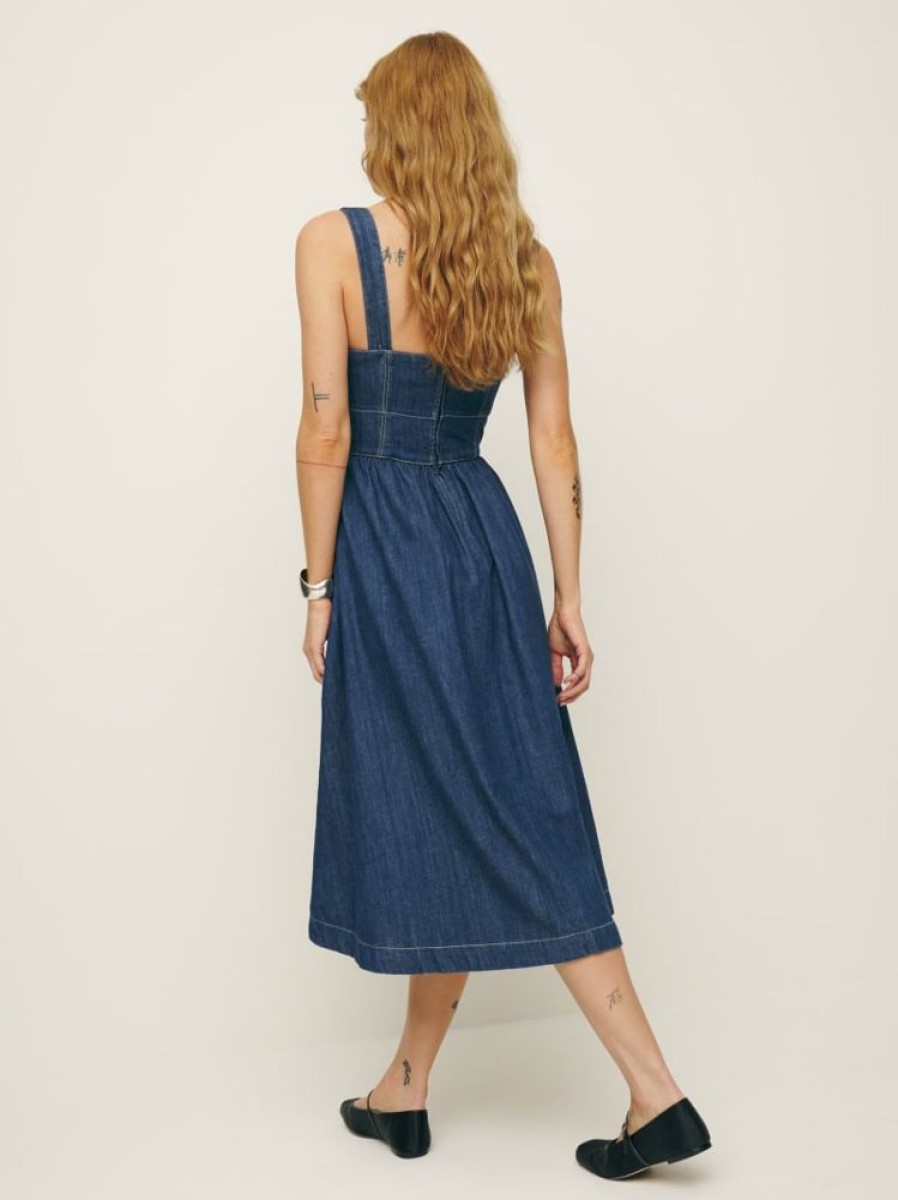 Reformation Tagliatelle Denim Midi Dress Online