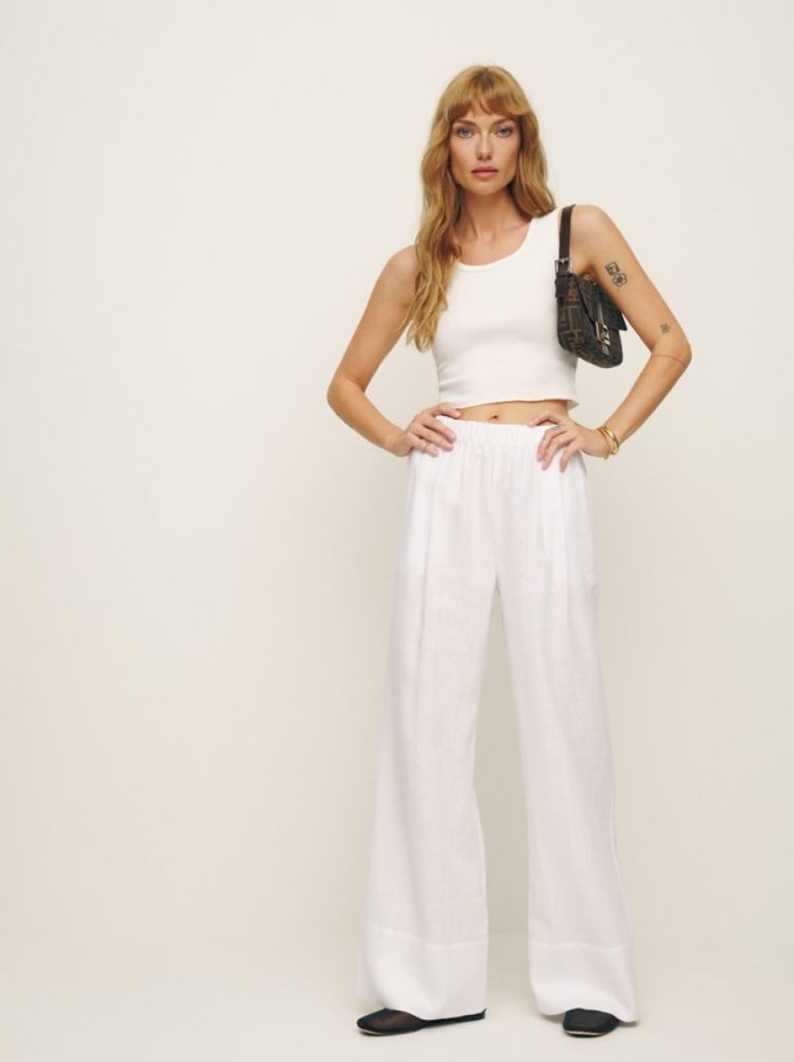 Reformation Fernando Wide Leg Linen Pant Hot