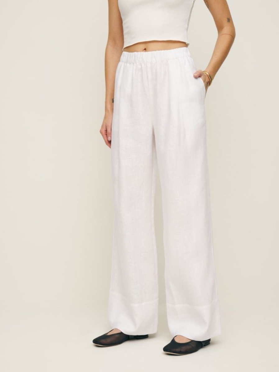 Reformation Fernando Wide Leg Linen Pant Hot