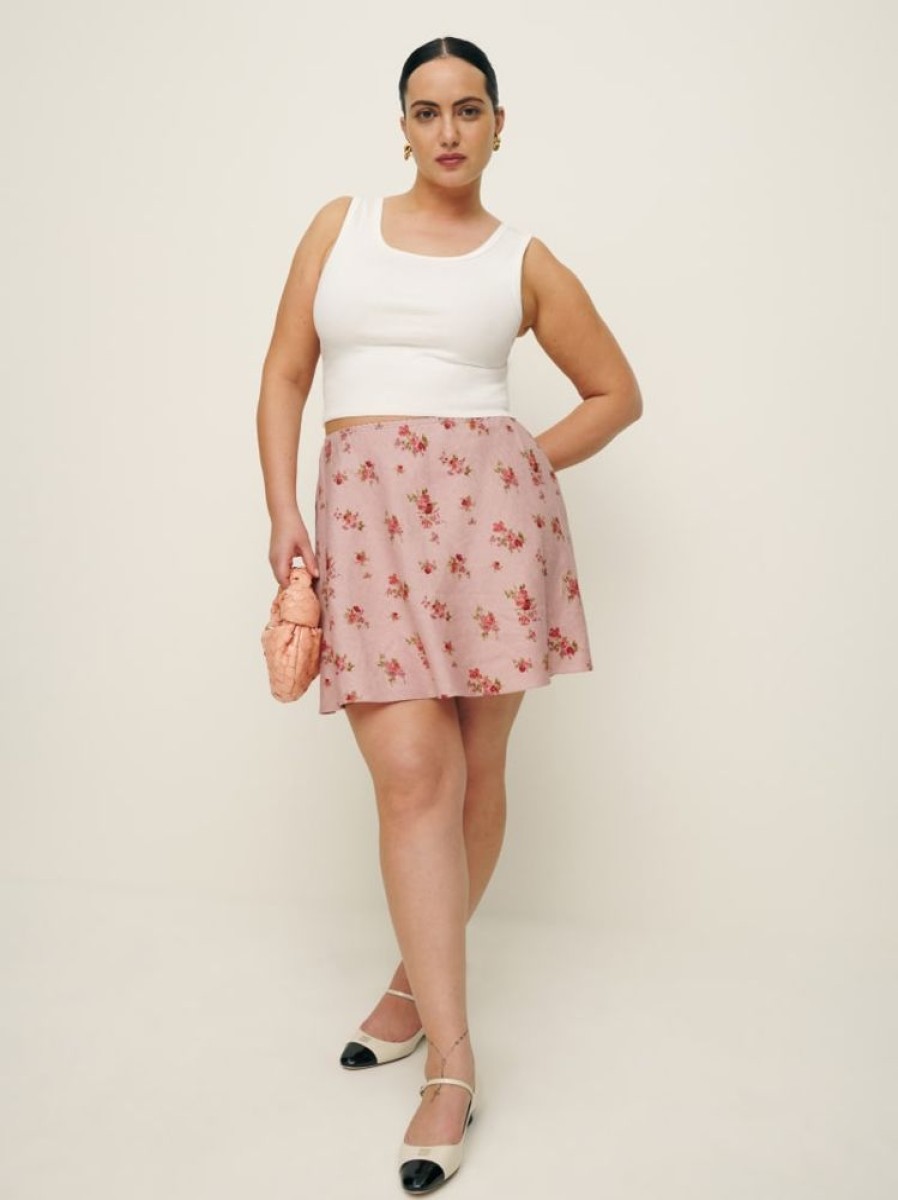 Reformation Brandy Linen Skirt Es New