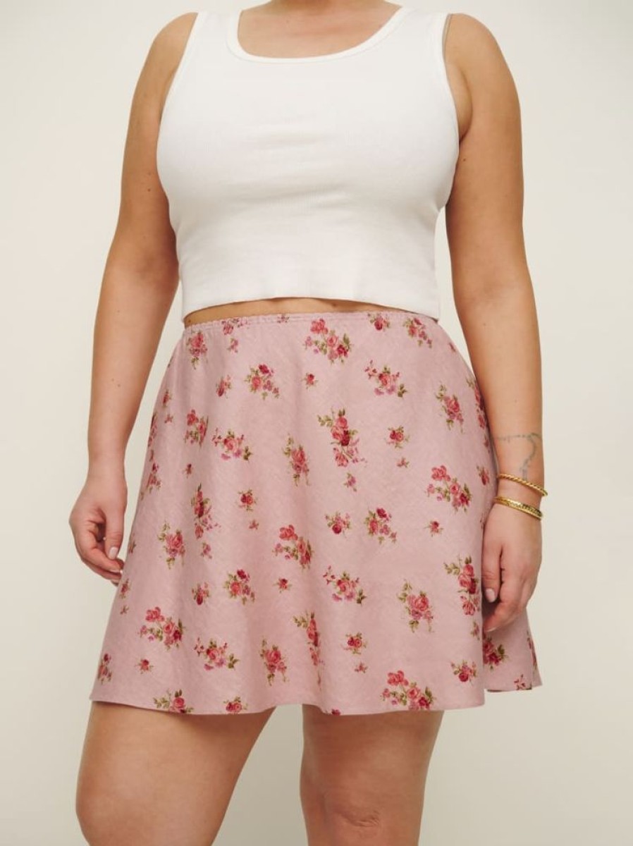 Reformation Brandy Linen Skirt Es New