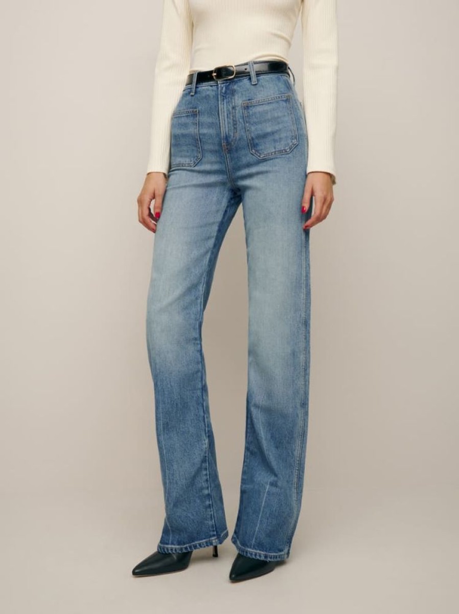 Reformation Alyssa High Rise Wide Leg Long Jeans Hot