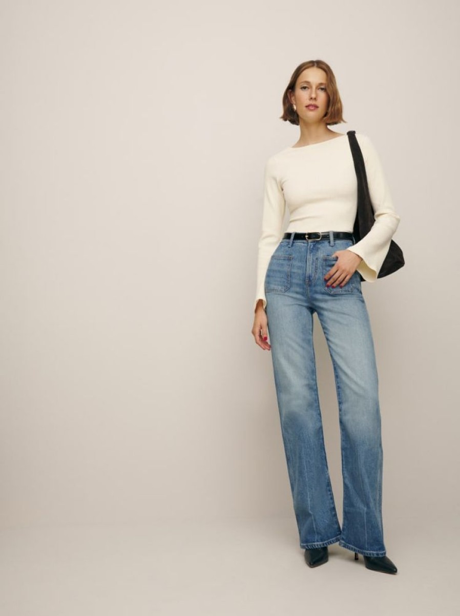 Reformation Alyssa High Rise Wide Leg Long Jeans Hot