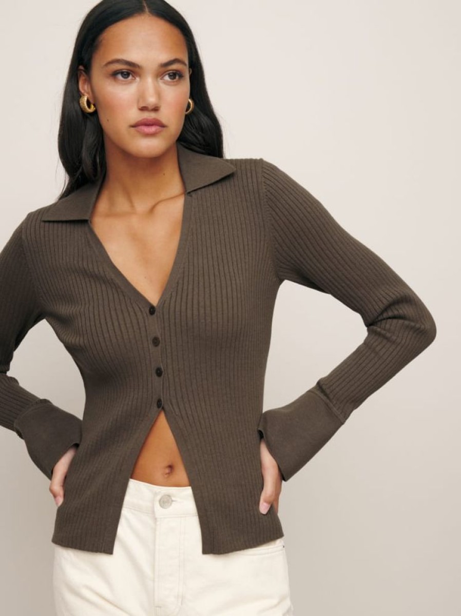 Reformation Valentina Ribbed Open Cardigan Clearance