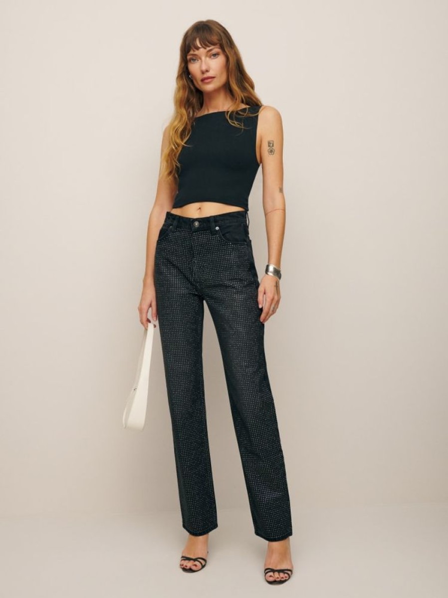 Reformation Abby High Rise Straight Jeans Hot