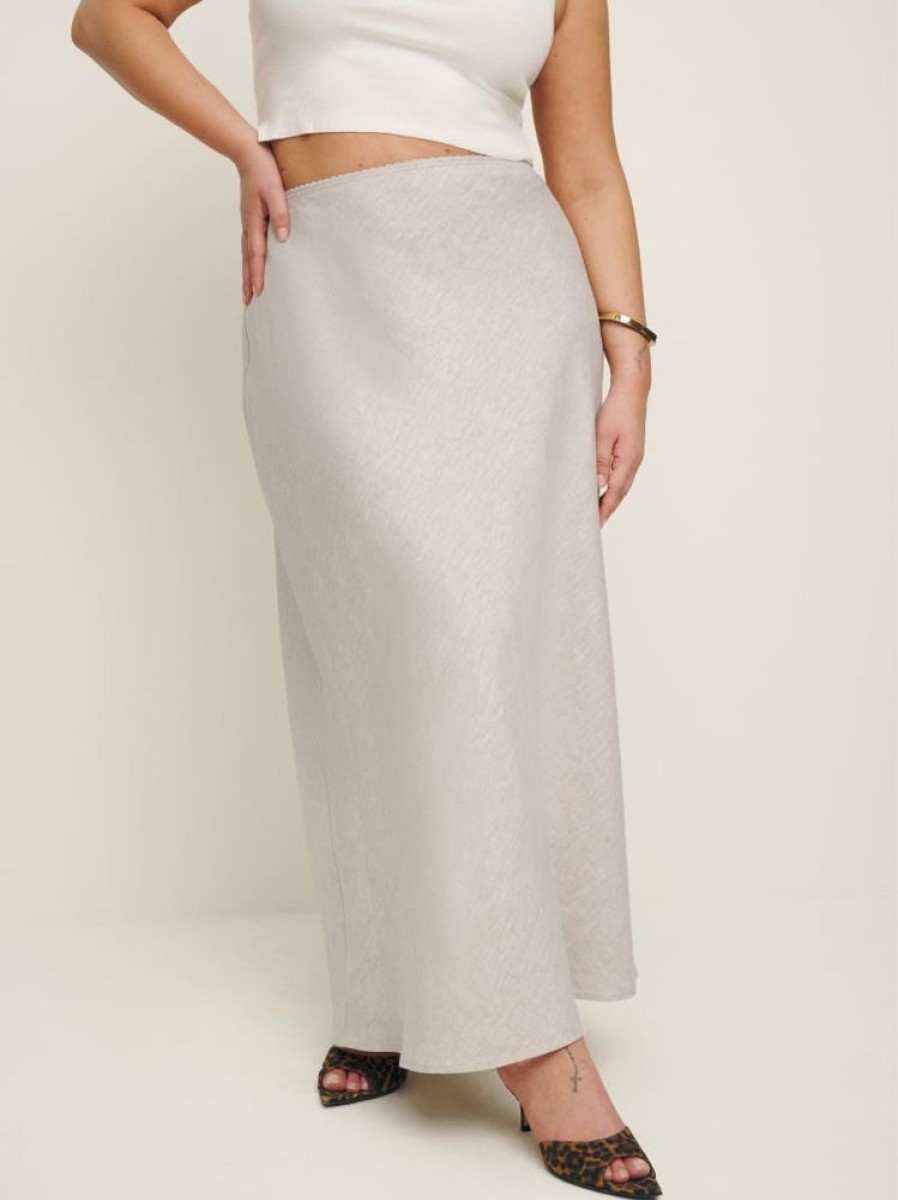 Reformation Layla Linen Skirt Es New