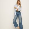 Reformation Val 90S Mid Rise Wide Leg Cropped Jeans New