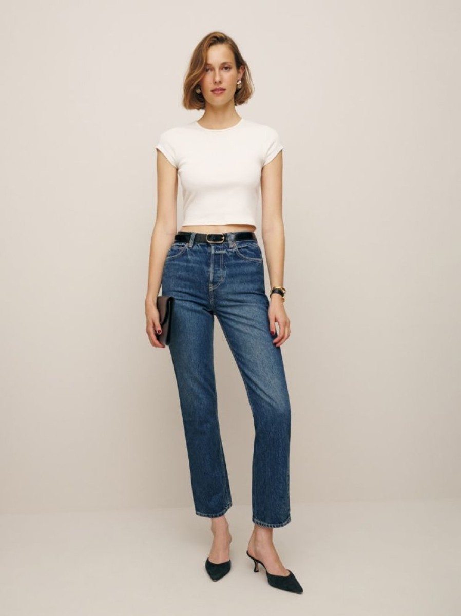 Reformation Cynthia High Rise Straight Cropped Jeans Online