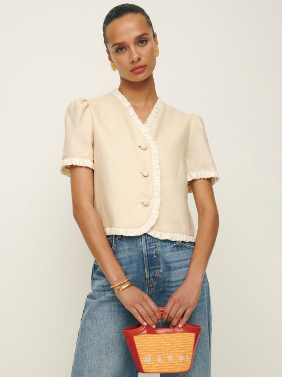 Reformation Bess Linen Top Clearance