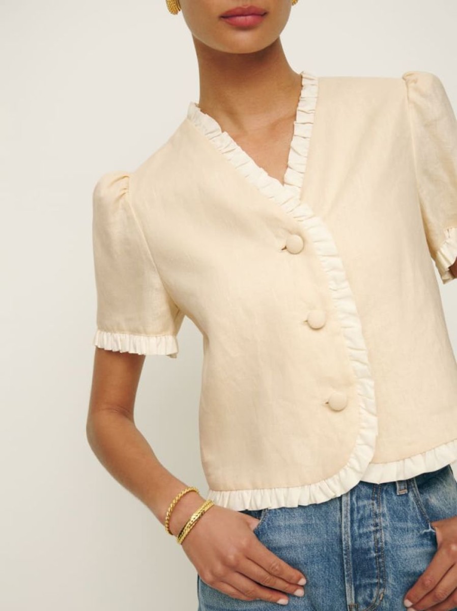 Reformation Bess Linen Top Clearance