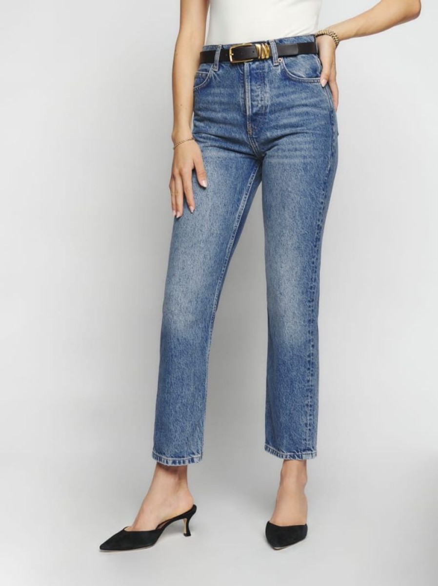 Reformation Cynthia High Rise Straight Cropped Jeans New