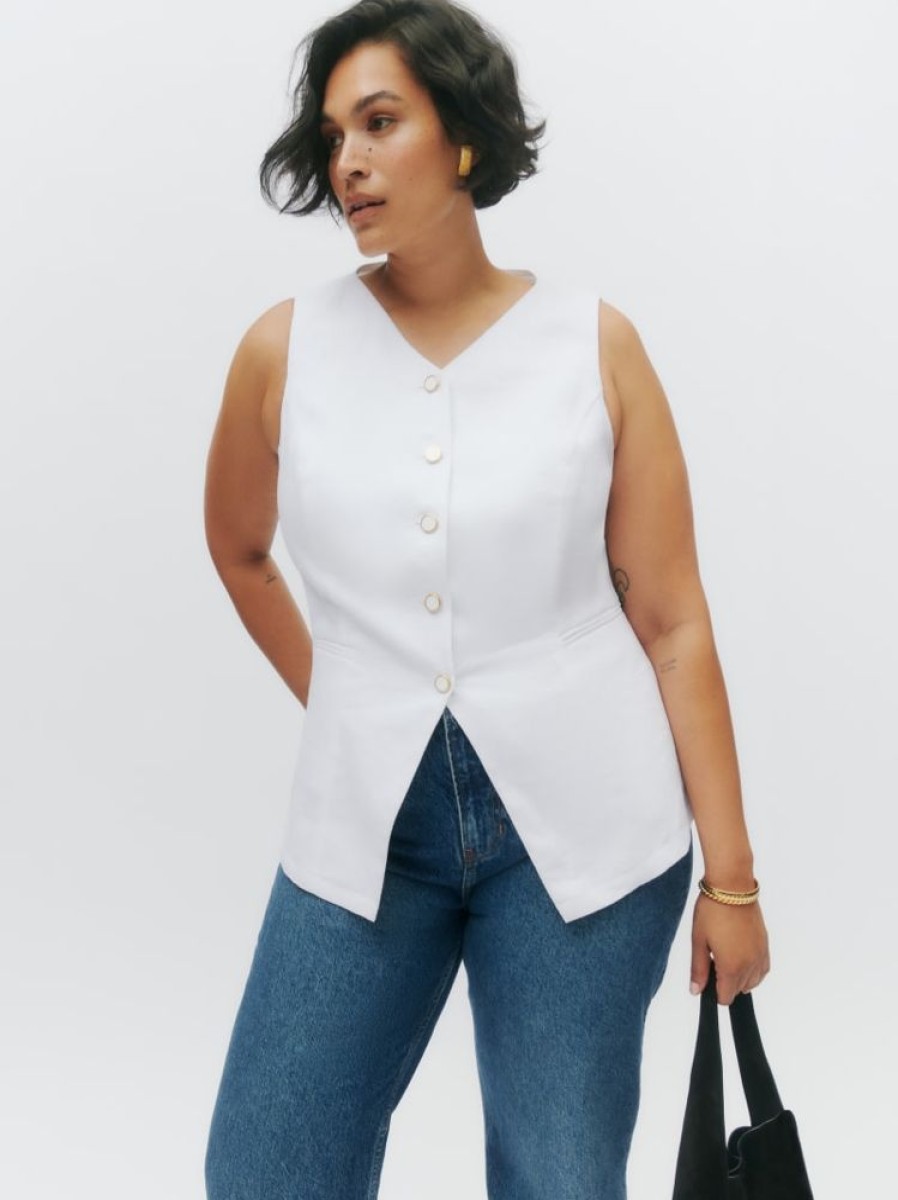 Reformation Aspen Linen Top Es Hot