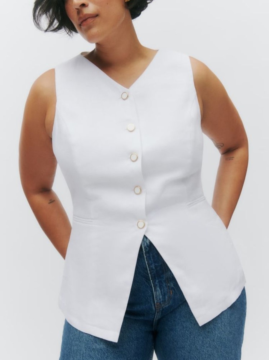 Reformation Aspen Linen Top Es Hot