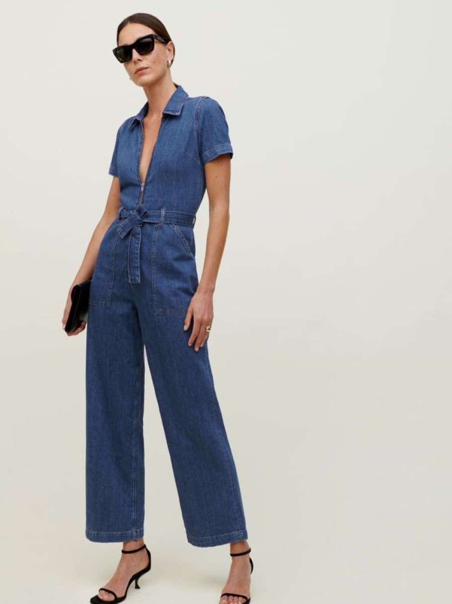 Reformation Cassidy Denim Jumpsuit Wholesale