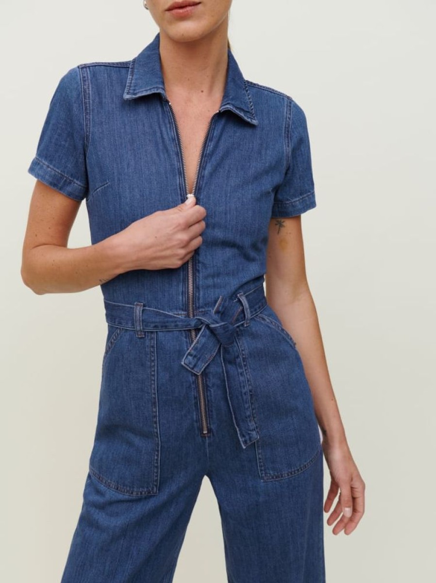 Reformation Cassidy Denim Jumpsuit Wholesale