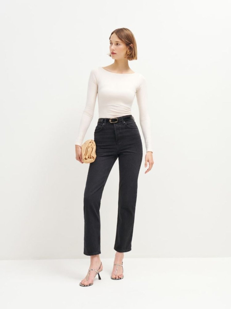 Reformation Cynthia High Rise Straight Cropped Jeans Hot