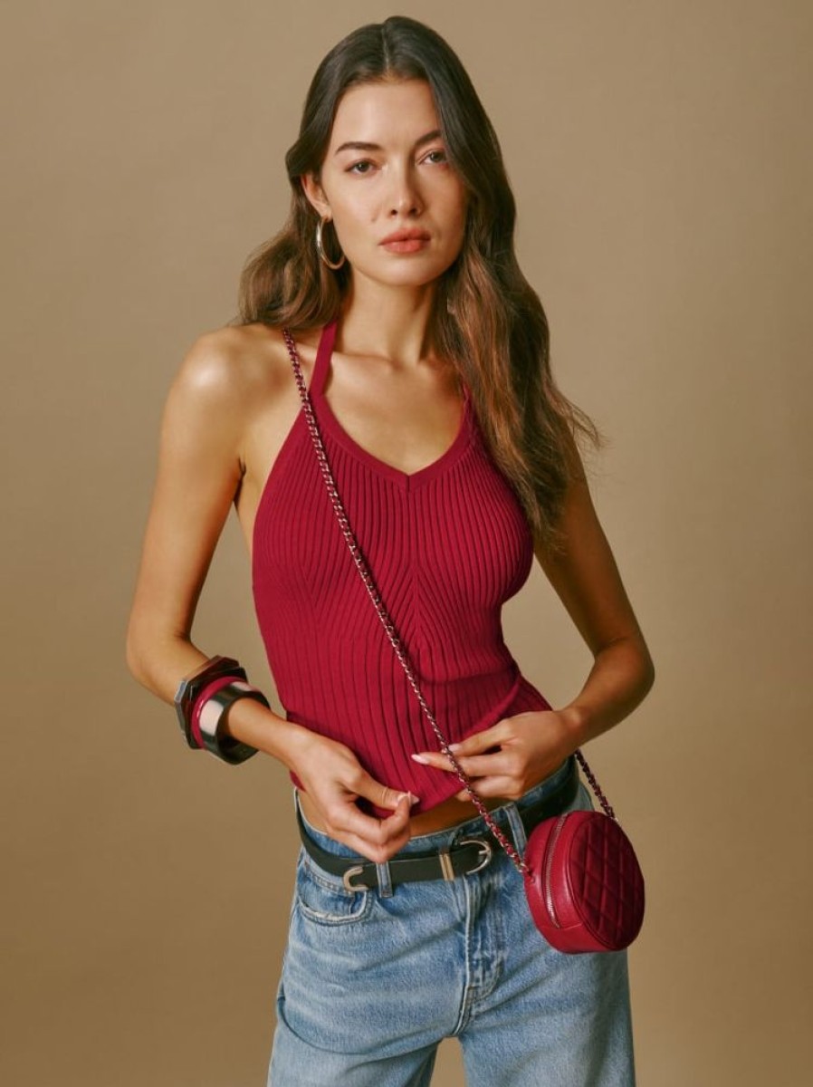 Reformation Delia Ribbed Halter Top Clearance