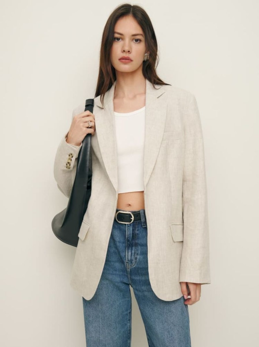 Reformation Drew Oversized Linen Blazer Best