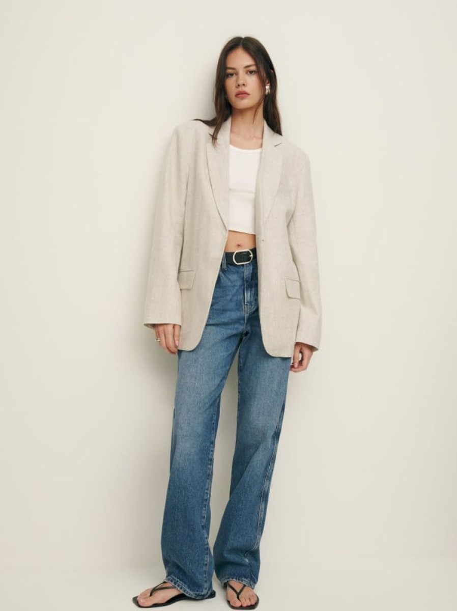 Reformation Drew Oversized Linen Blazer Best