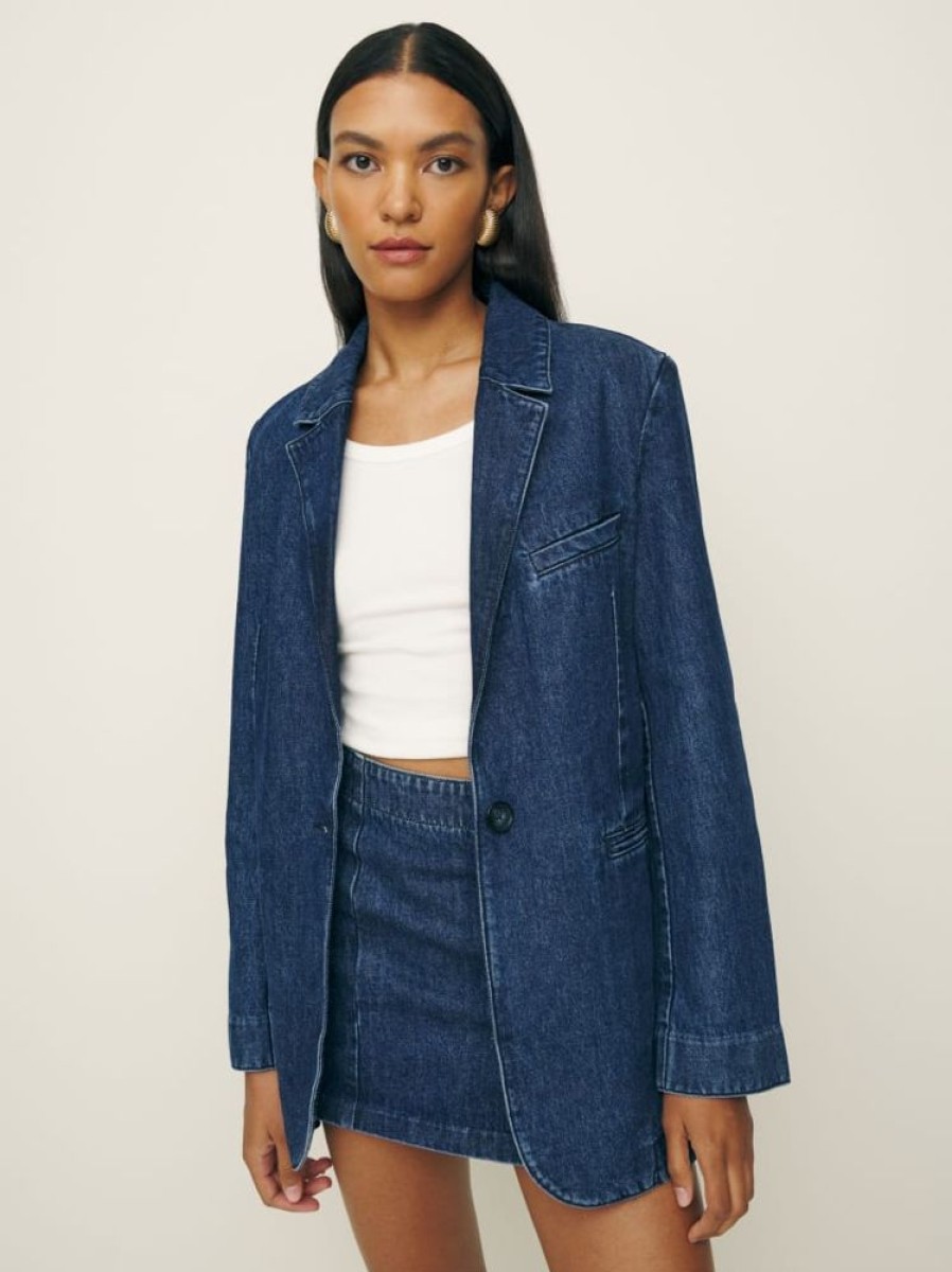 Reformation Elsa Relaxed Denim Blazer Best