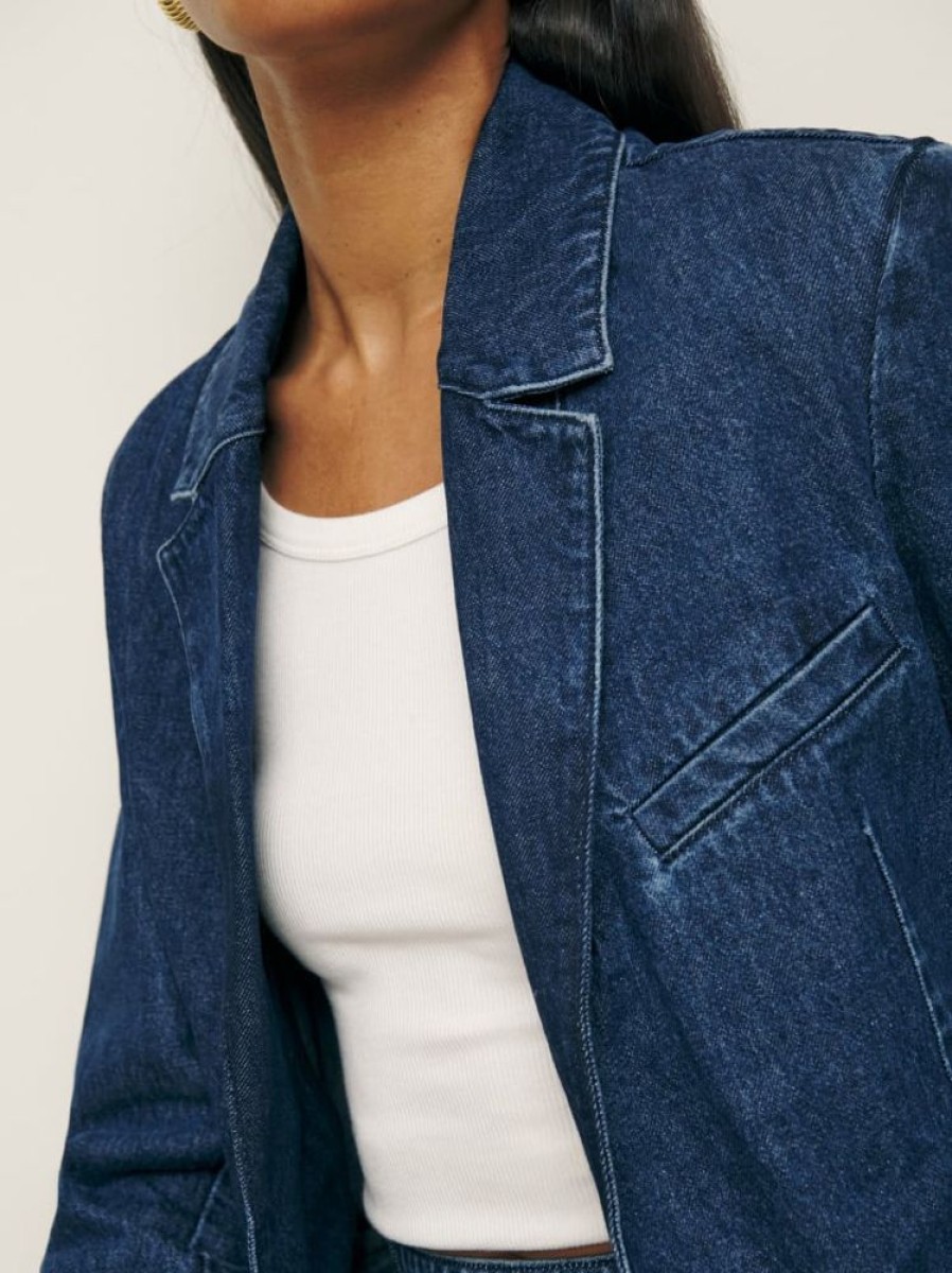 Reformation Elsa Relaxed Denim Blazer Best