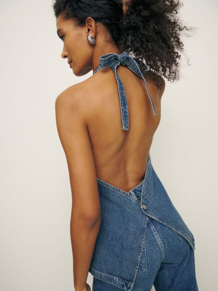 Reformation Brittany Denim Halter Top Best