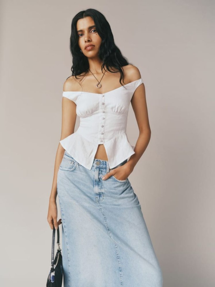 Reformation Lilly Linen Top Clearance