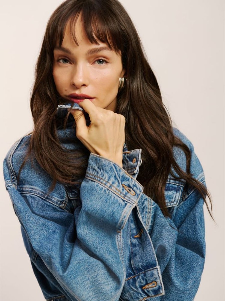 Reformation Jori Cropped Denim Jacket Hot