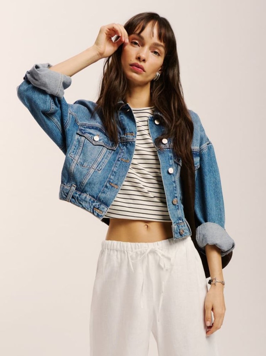 Reformation Jori Cropped Denim Jacket Hot