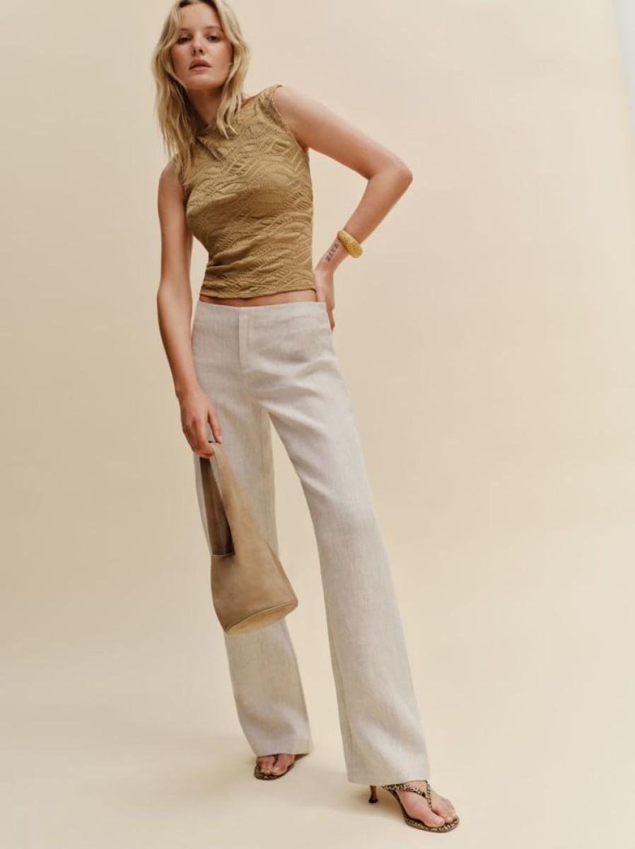 Reformation Vida Low Rise Linen Pant Hot