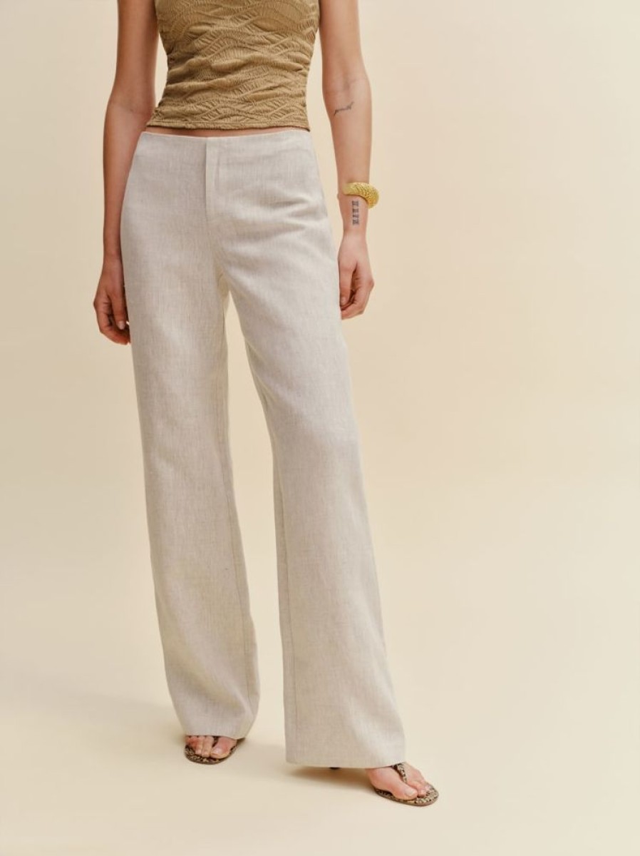 Reformation Vida Low Rise Linen Pant Hot