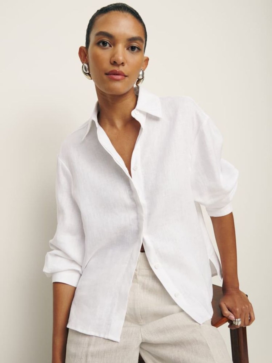 Reformation Andy Oversized Linen Shirt Hot