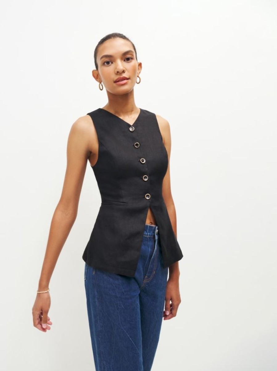 Reformation Aspen Linen Top Hot