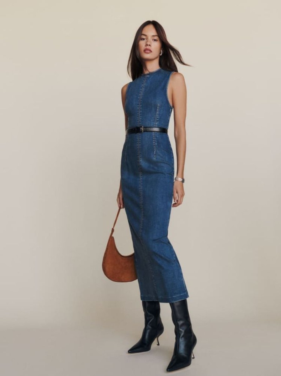 Reformation Petites Kendi Denim Midi Dress Online