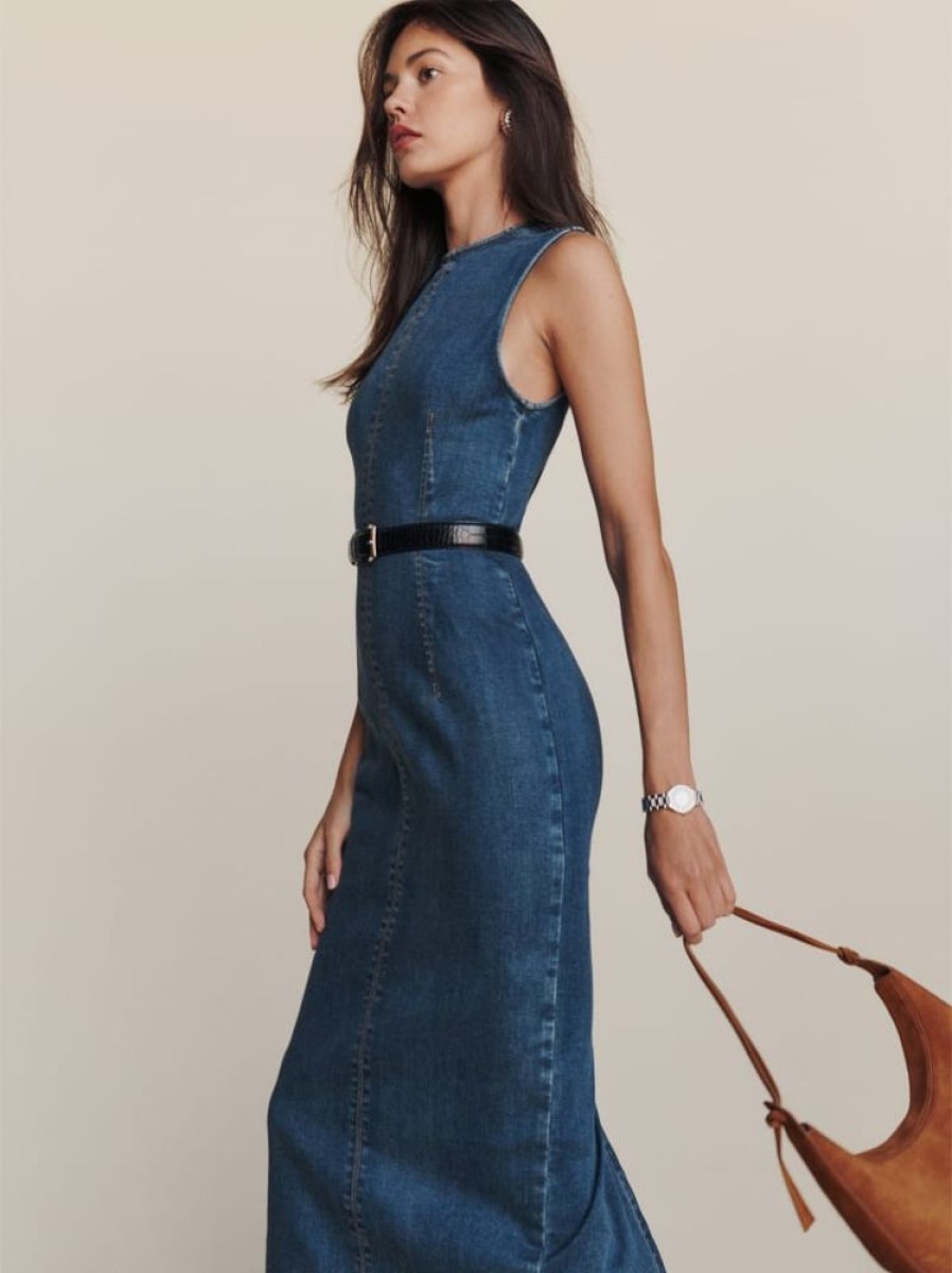 Reformation Petites Kendi Denim Midi Dress Online