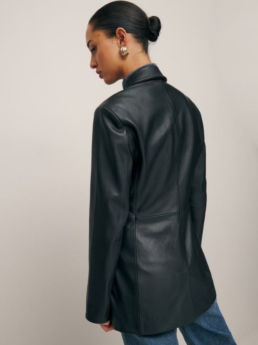 Reformation Veda Hal Fitted Leather Blazer Best