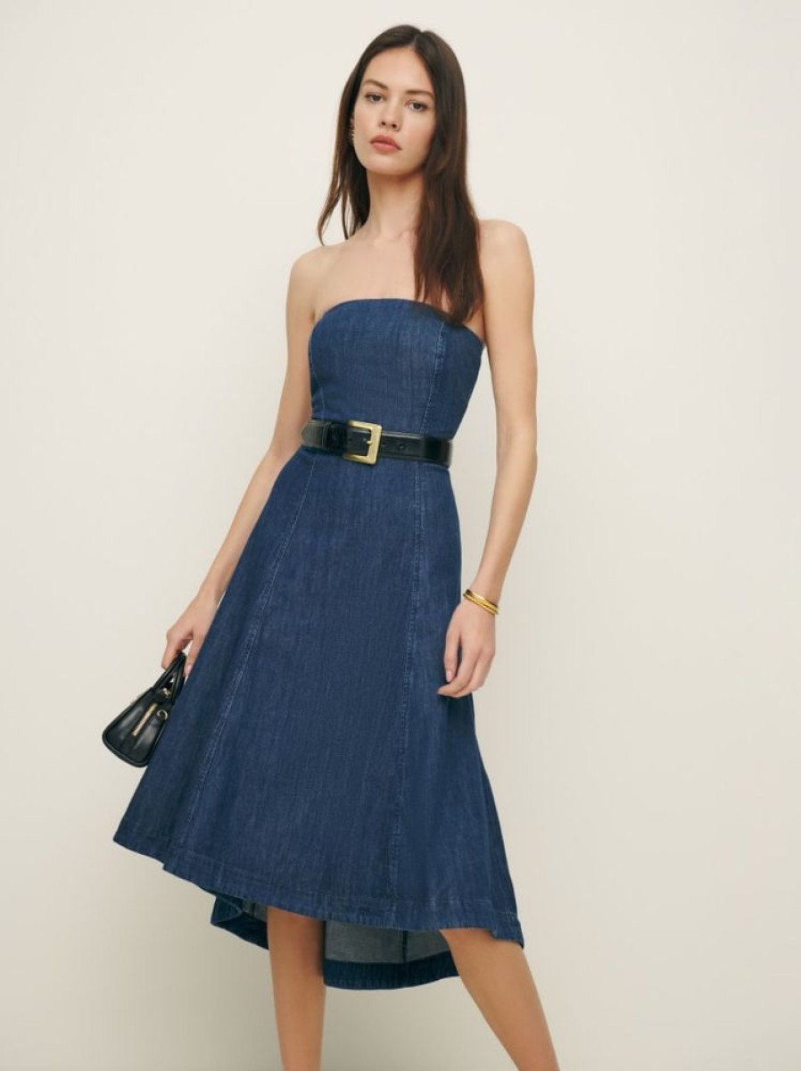 Reformation Zoie Denim Midi Dress Clearance