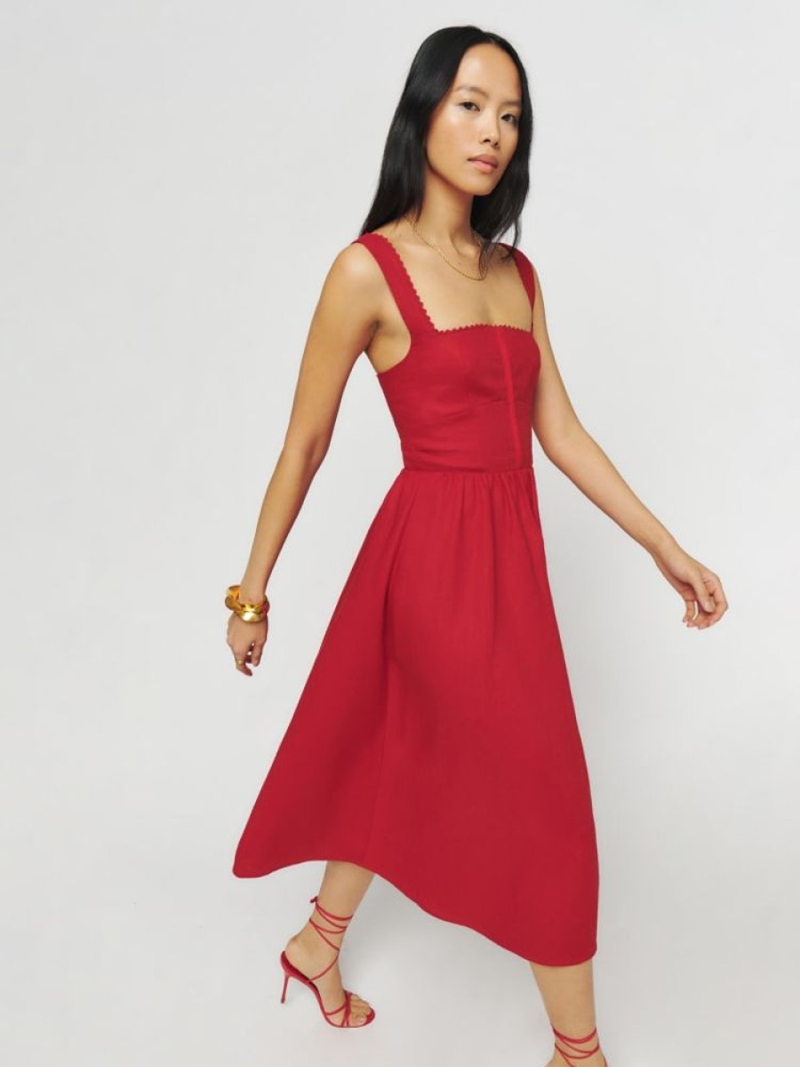 Reformation Petites Tagliatelle Linen Dress Clearance