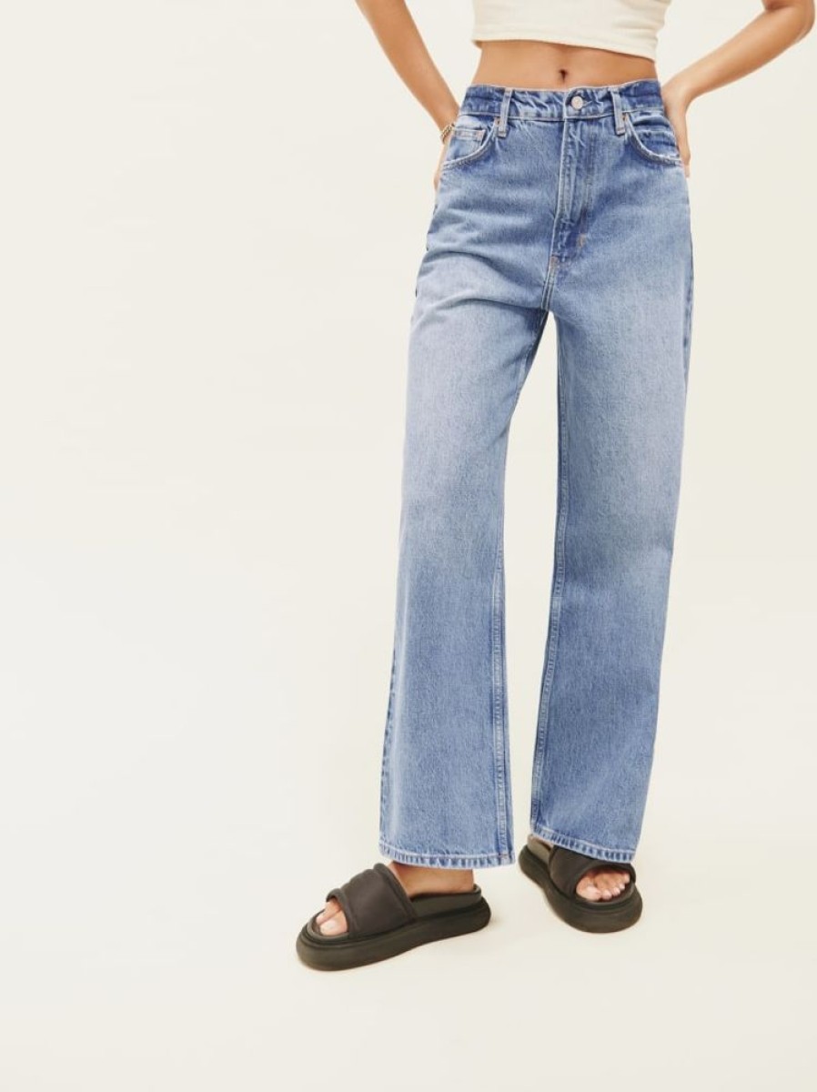 Reformation Wilder High Rise Wide Leg Cropped Jeans Online