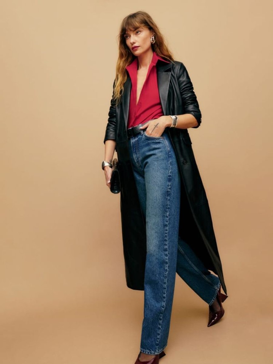 Reformation Abby High Rise Straight Jeans Hot