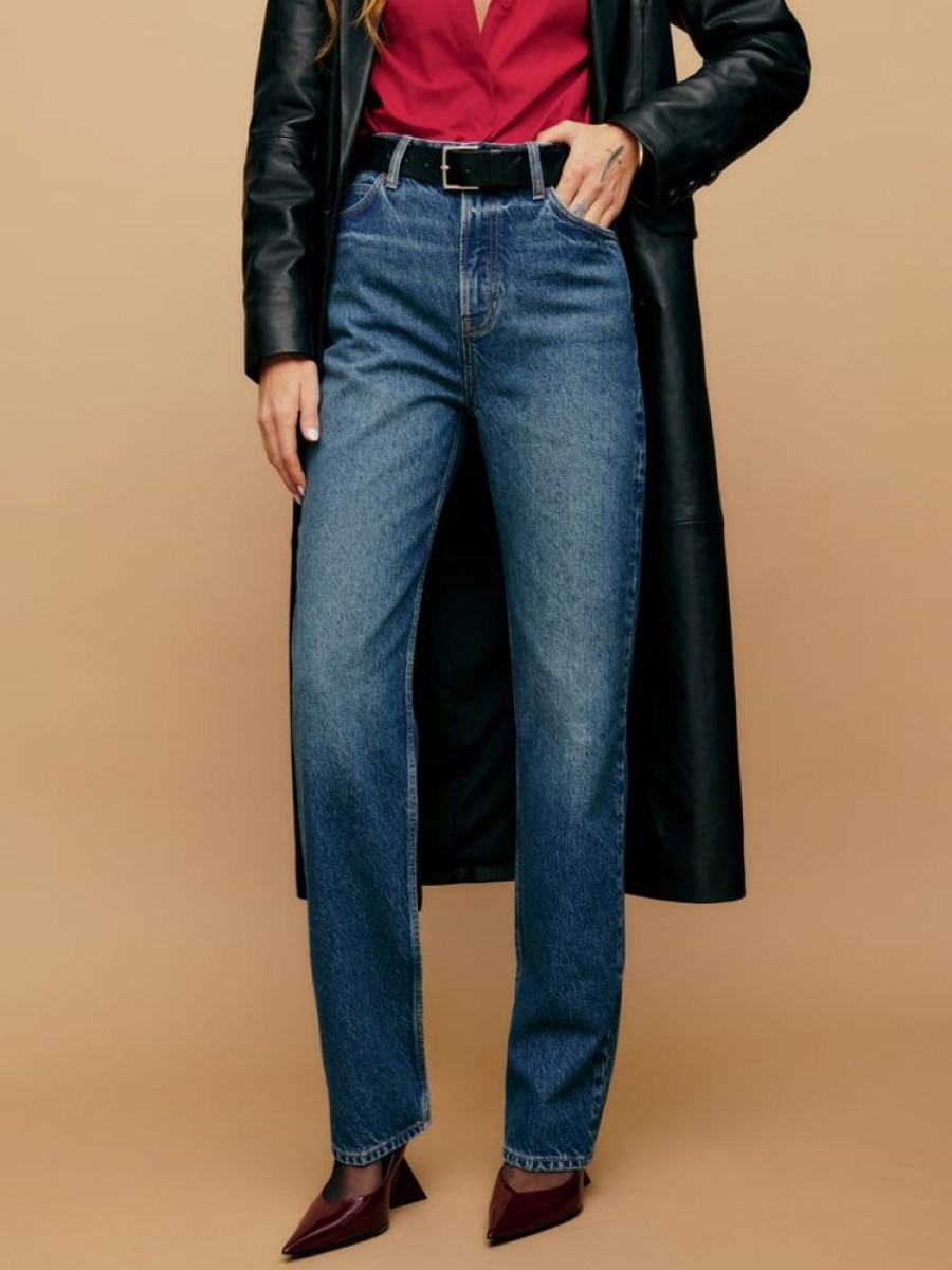 Reformation Abby High Rise Straight Jeans Hot