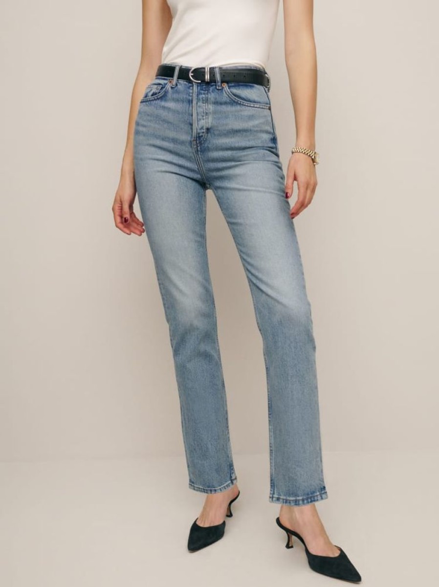 Reformation Cynthia Stretch High Rise Straight Jeans Clearance