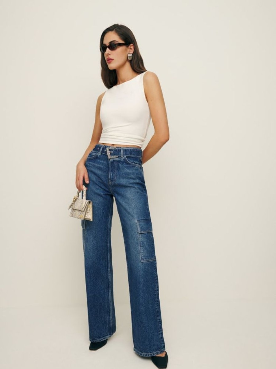 Reformation Cary Belted Cargo High Rise Slouchy Wide Leg Jeans Online