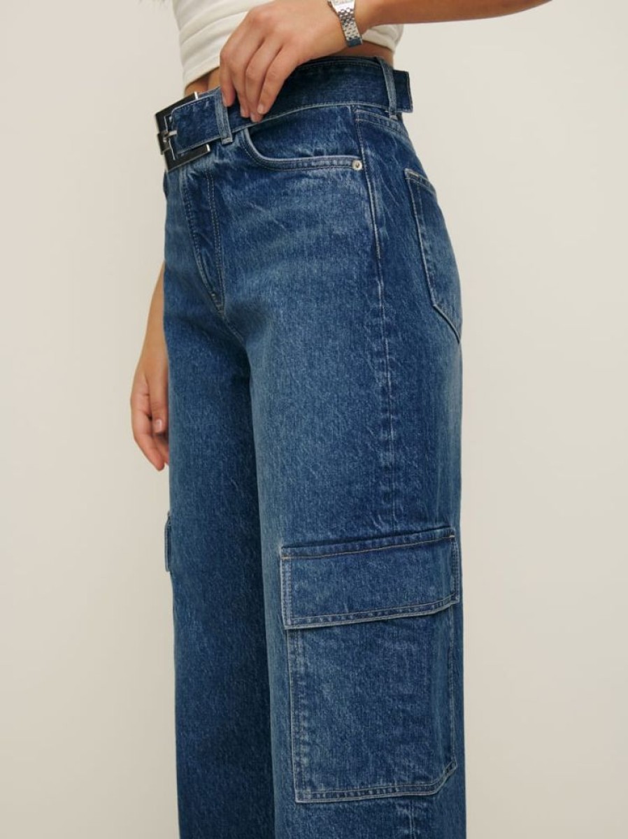 Reformation Cary Belted Cargo High Rise Slouchy Wide Leg Jeans Online