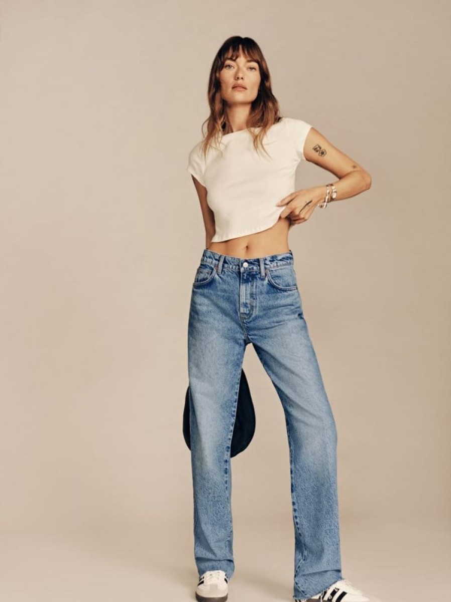 Reformation Val 90S Mid Rise Straight Jeans Hot